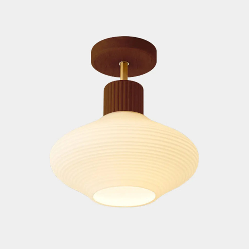 5 to 9 Inch Geometric Wooden Semi Flush Ceiling Light