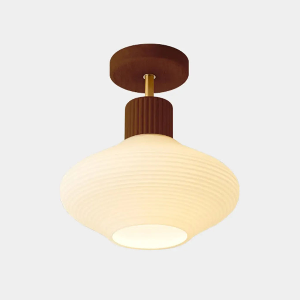 5 to 9 Inch Geometric Wooden Semi Flush Ceiling Light