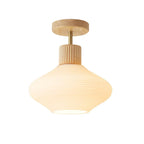 5 to 9 Inch Geometric Wooden Semi Flush Ceiling Light