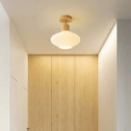 5 to 9 Inch Geometric Wooden Semi Flush Ceiling Light