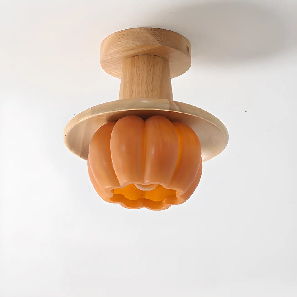 Contemporary Pumpkin Semi Flush Ceiling Light for Home Spaces