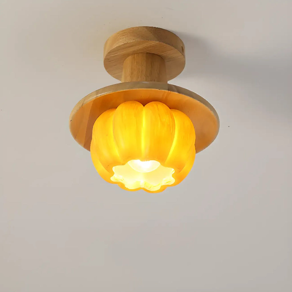 Contemporary Pumpkin Semi Flush Ceiling Light for Home Spaces