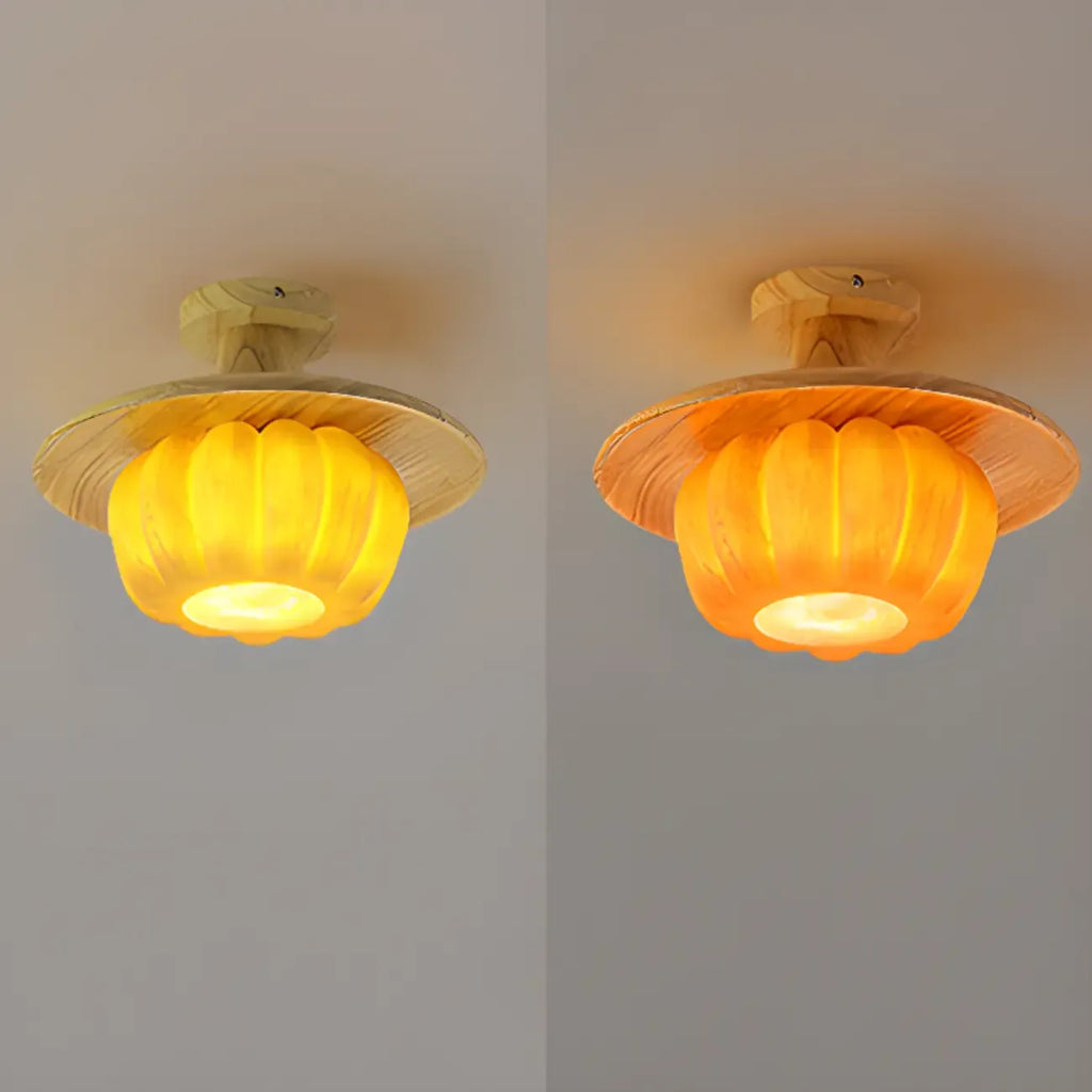 Contemporary Pumpkin Semi Flush Ceiling Light for Home Spaces