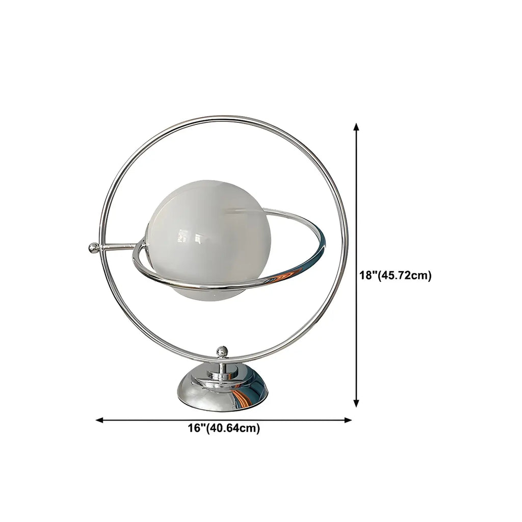 Art Deco Glass Globe Silver Table Lamp for Living Room