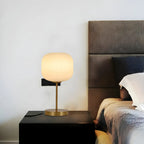 Modern White Glass Shade Goleden Table Lamp for Bedroom
