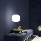 Modern White Glass Shade Goleden Table Lamp for Bedroom