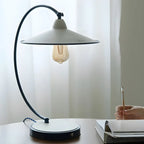 Contemporary Iron Arc Table Lamp in White for Living Room