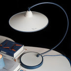 Contemporary Iron Arc Table Lamp in White for Living Room