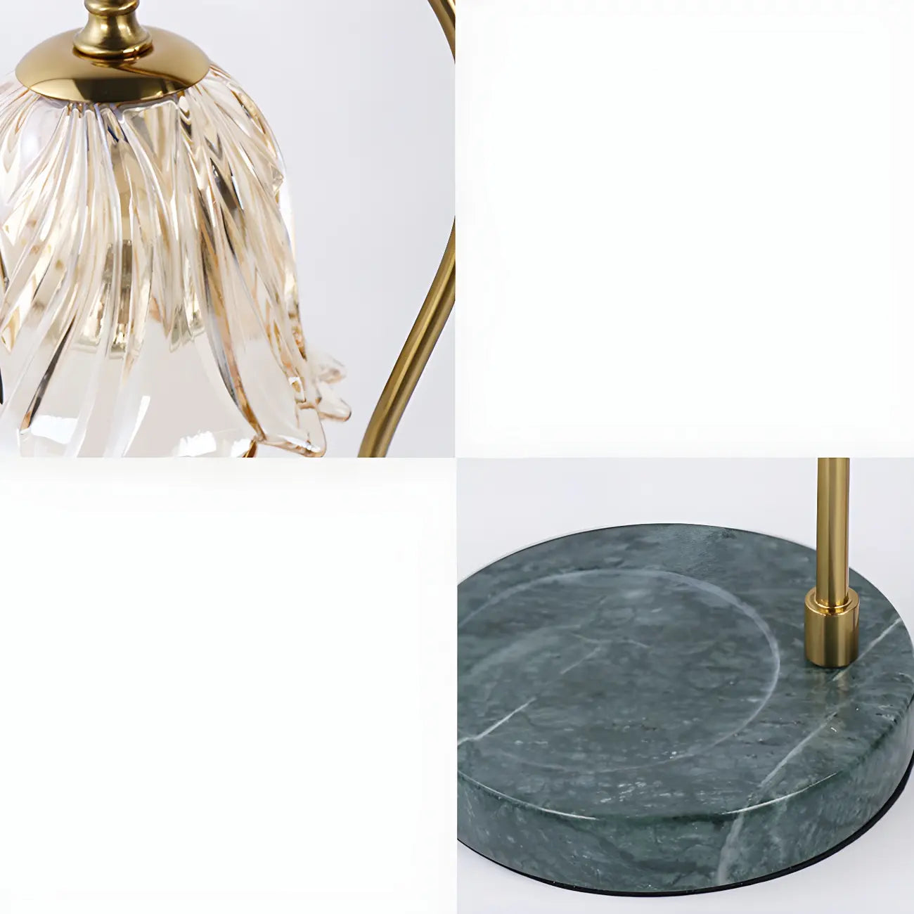 Elegant Glass Floral Bedside Lamp with Cup Holder Base