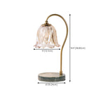 Elegant Glass Floral Bedside Lamp with Cup Holder Base