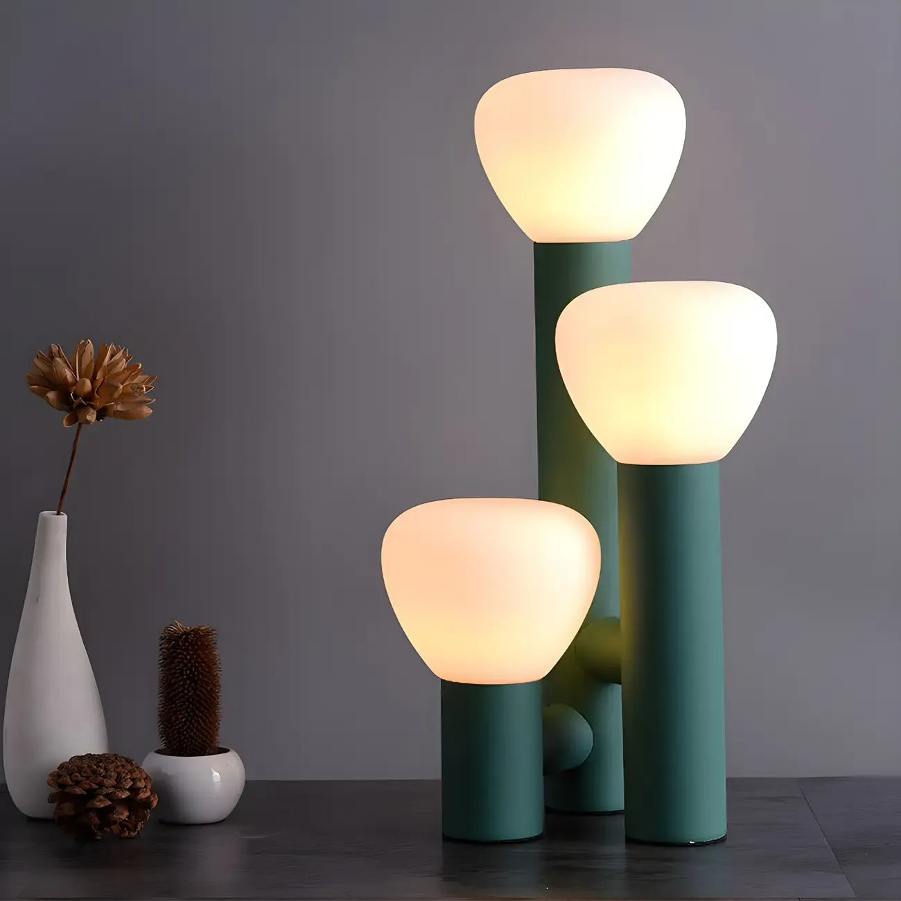 Modern Unique 3-Light Glass Table Lamp for Living Room