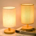 Rustic Round Wooden Table Lamp for Bedroom