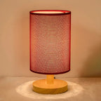 Rustic Round Wooden Table Lamp for Bedroom