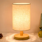 Rustic Round Wooden Table Lamp for Bedroom