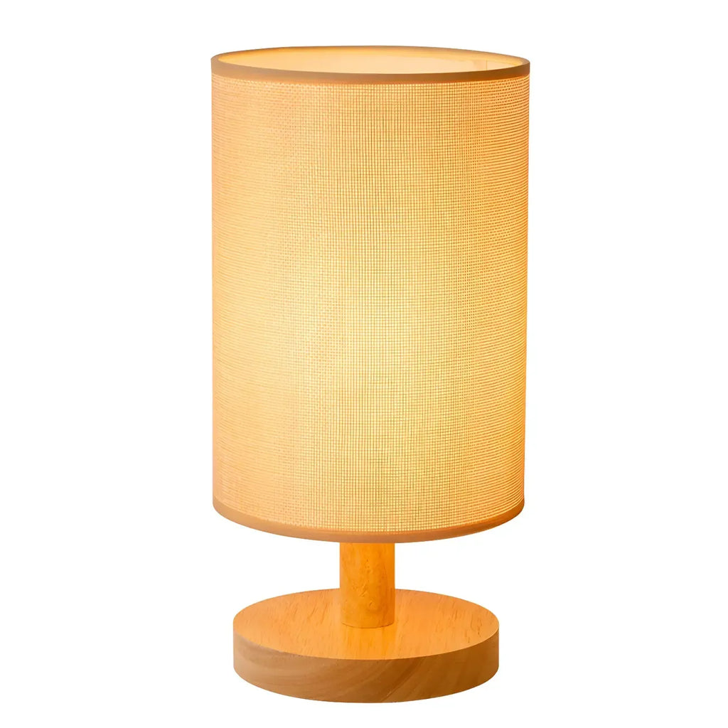 Rustic Round Wooden Table Lamp for Bedroom