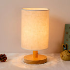 Rustic Round Wooden Table Lamp for Bedroom