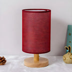 Rustic Round Wooden Table Lamp for Bedroom