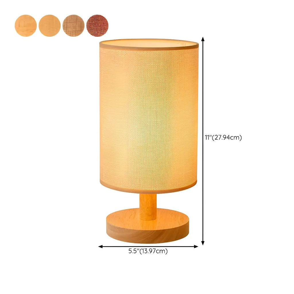 Rustic Round Wooden Table Lamp for Bedroom