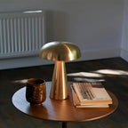 Contemporary Brass Table Lamp Rechargeable Power for Home