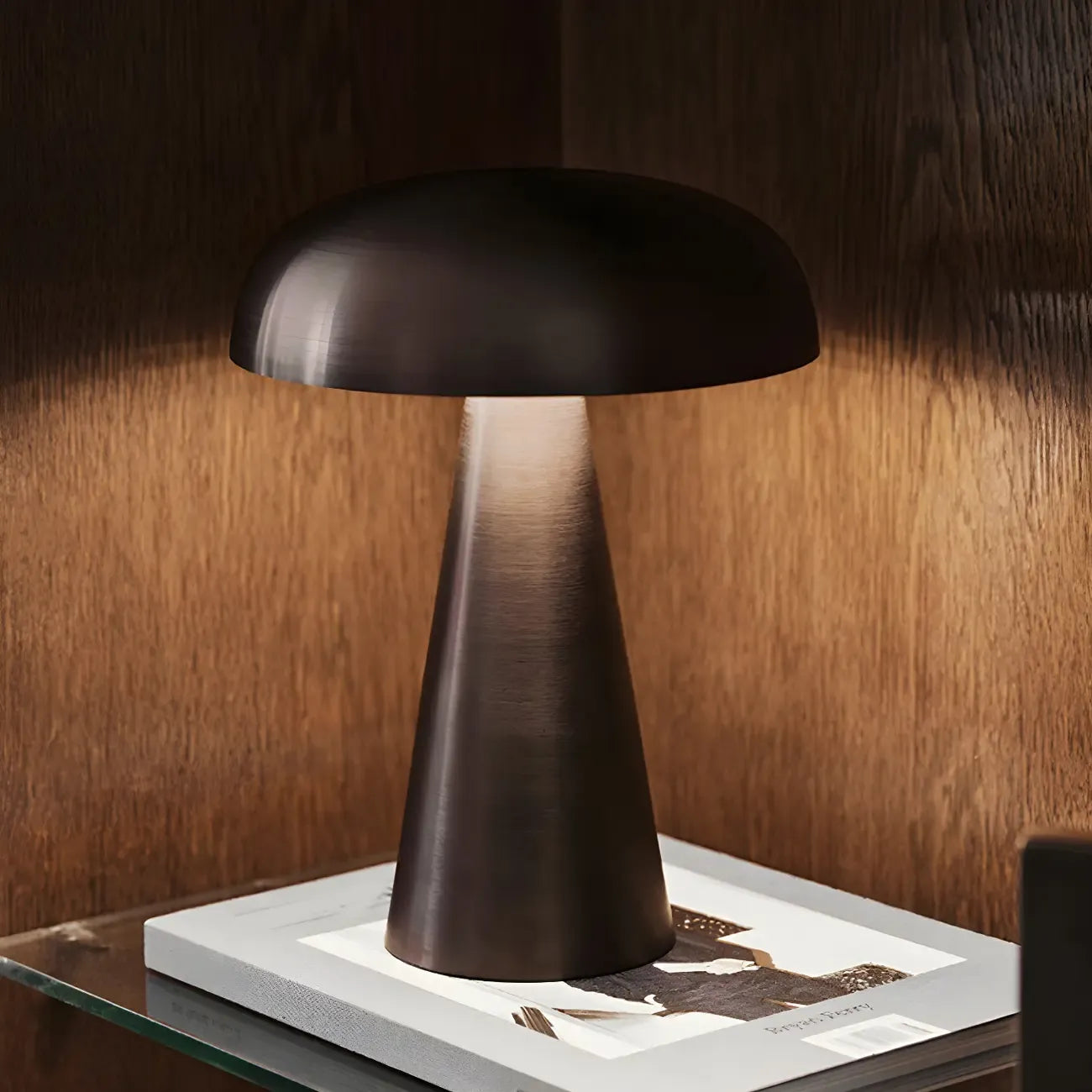Contemporary Brass Table Lamp Rechargeable Power for Home