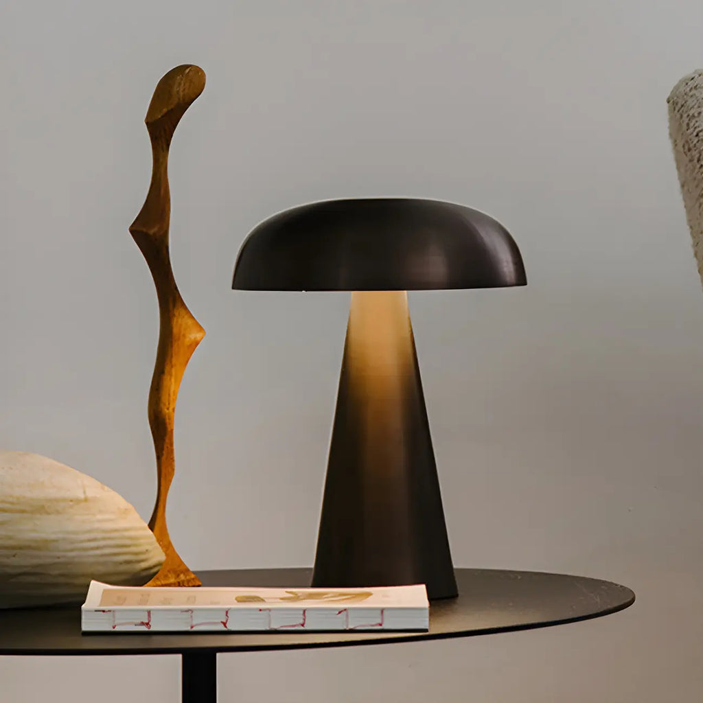 Contemporary Brass Table Lamp Rechargeable Power for Home
