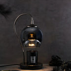 Modern Black Metal Glass Globe Table Lamp with Cup Holder Base