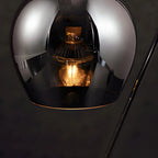 Modern Black Metal Glass Globe Table Lamp with Cup Holder Base