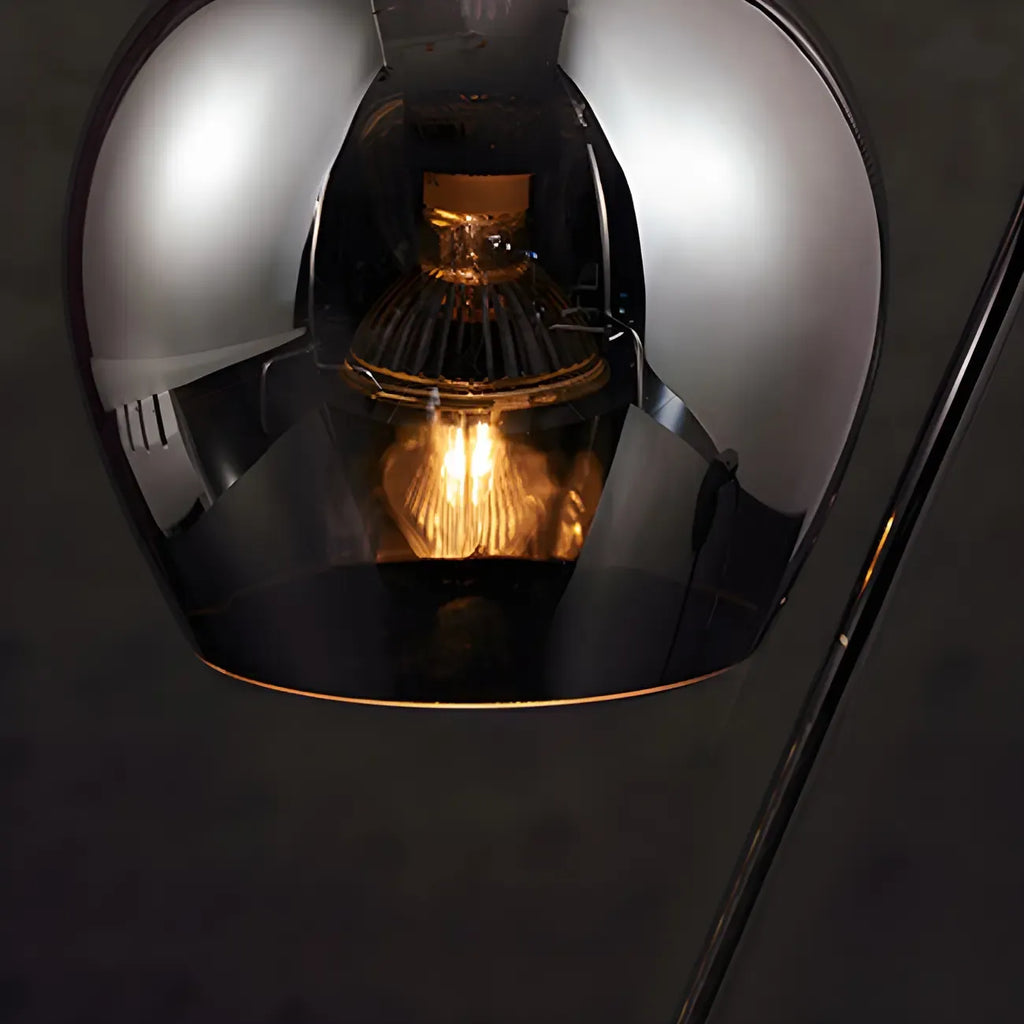 Modern Black Metal Glass Globe Table Lamp with Cup Holder Base