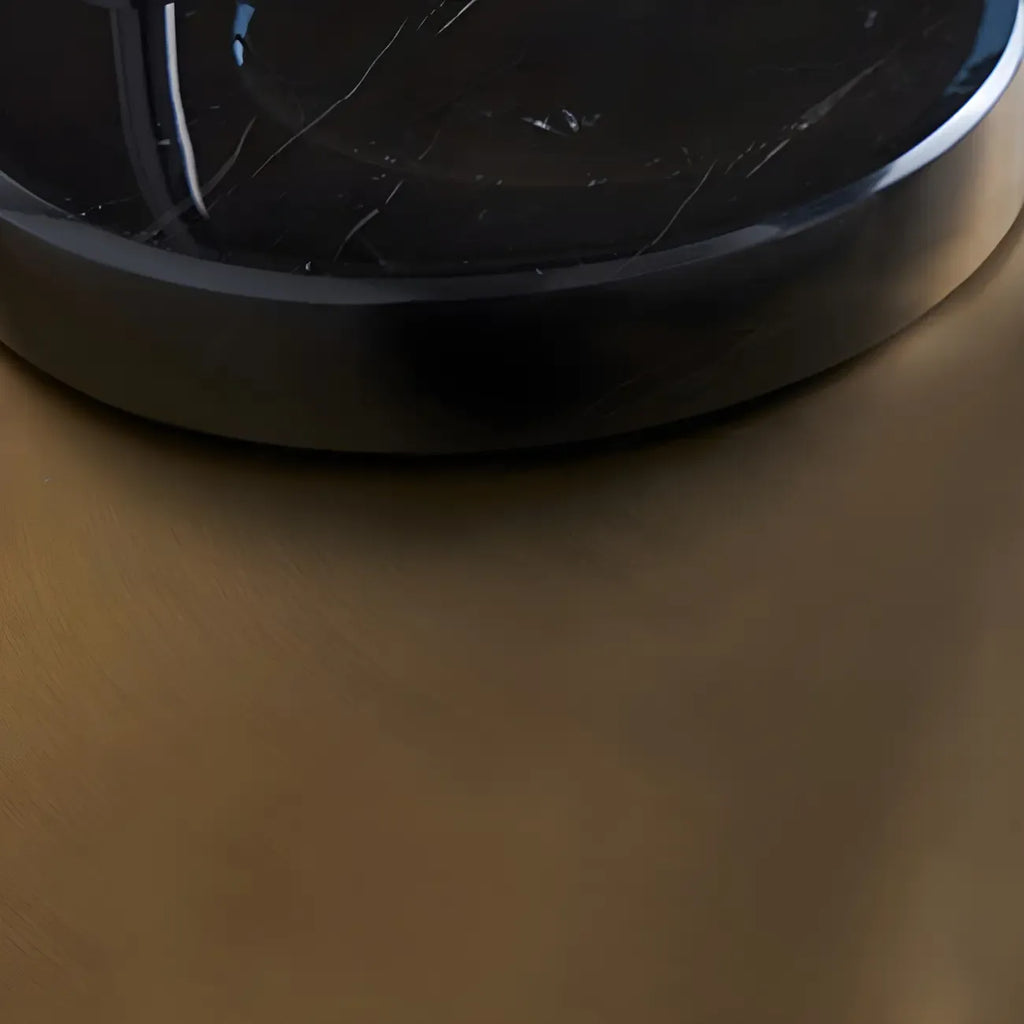 Modern Black Metal Glass Globe Table Lamp with Cup Holder Base