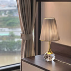 Elegant Pleated Shade Crystal Table Lamp for Living Room