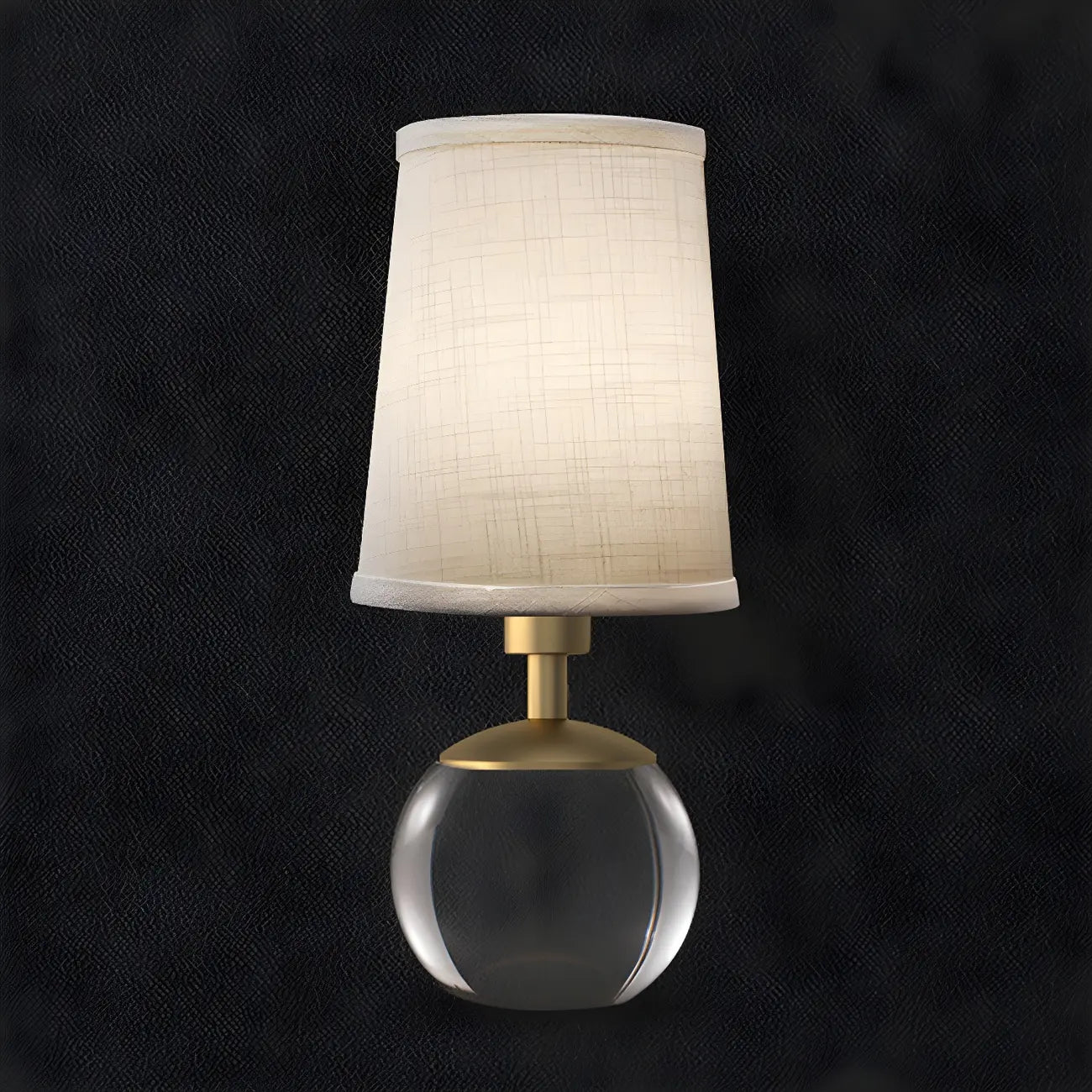 Elegant Clear Glass Bedside Lamp White Geomatric Shade