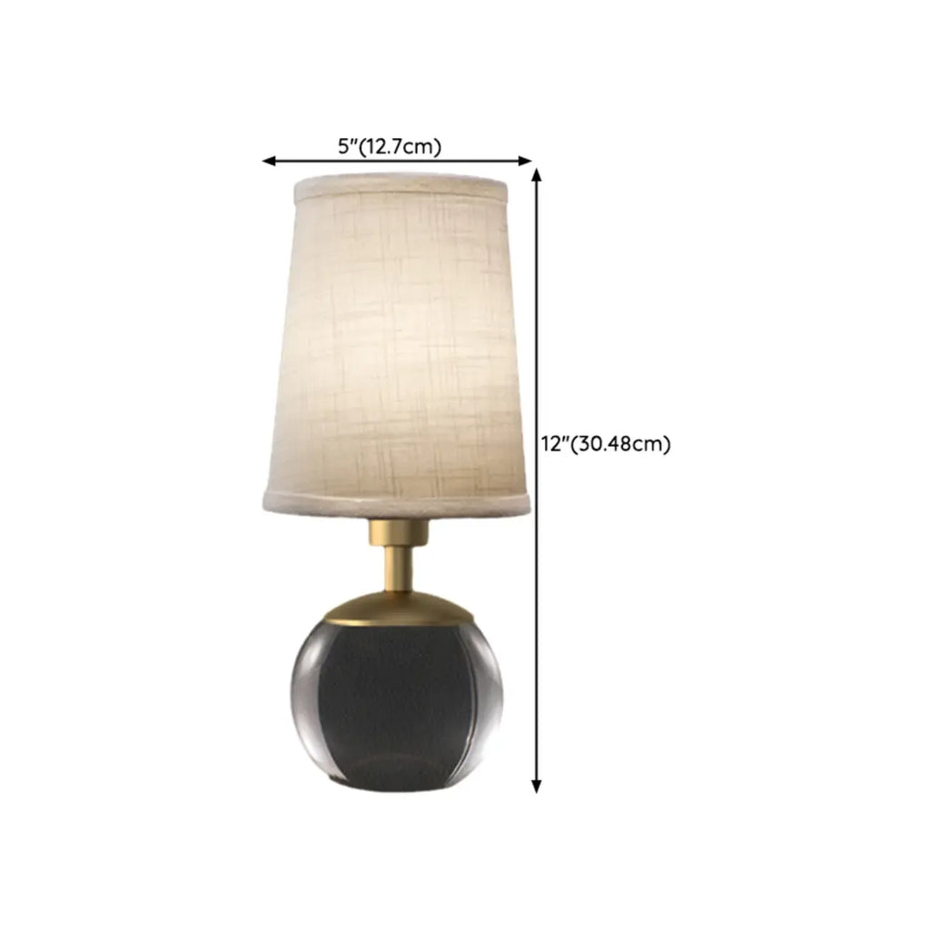 Elegant Clear Glass Bedside Lamp White Geomatric Shade