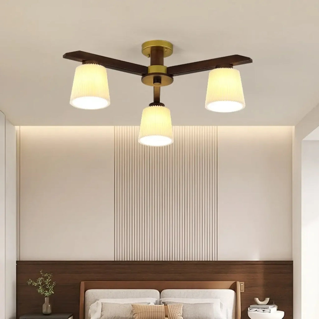 Cylinder Indoor Semi Flush Ceiling Light with Fabric Shade