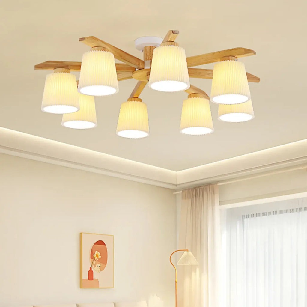 Cylinder Indoor Semi Flush Ceiling Light with Fabric Shade