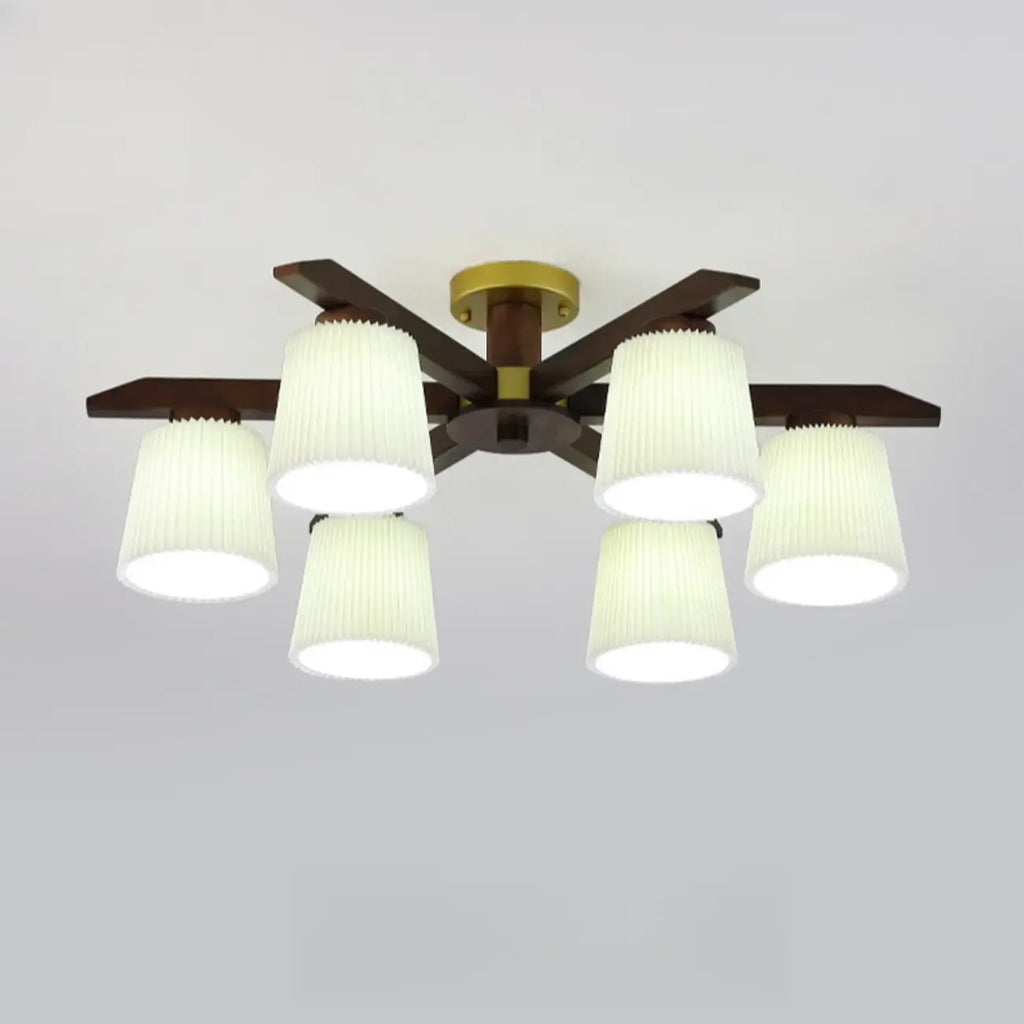 Cylinder Indoor Semi Flush Ceiling Light with Fabric Shade