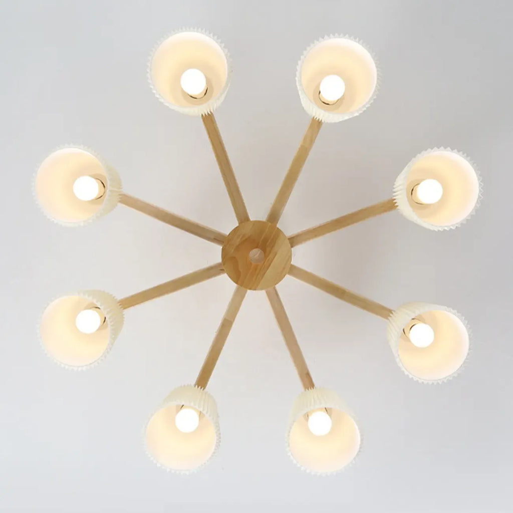 Cylinder Indoor Semi Flush Ceiling Light with Fabric Shade