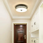 Classic Black Metal Drum Glass Flush Mount Ceiling Light