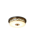 Classic Black Metal Drum Glass Flush Mount Ceiling Light