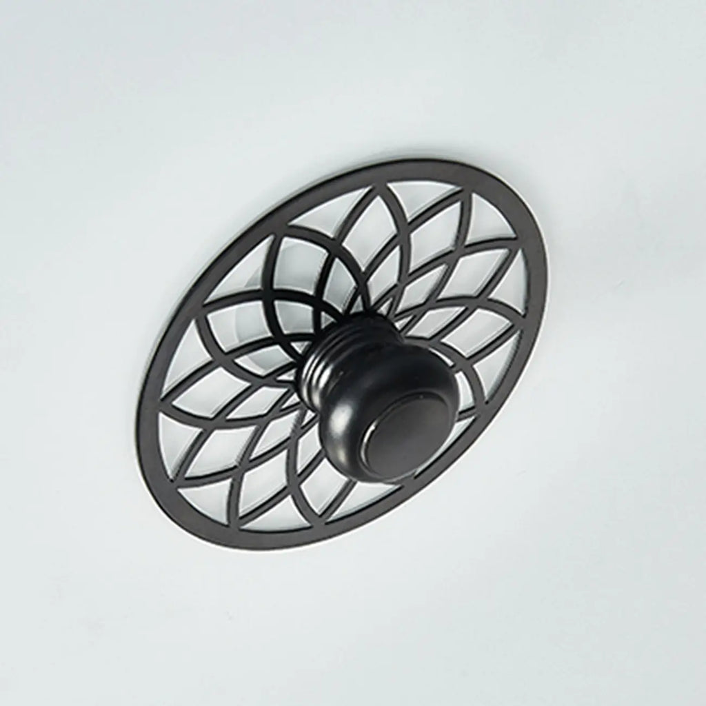 Classic Black Metal Drum Glass Flush Mount Ceiling Light