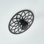 Classic Black Metal Drum Glass Flush Mount Ceiling Light