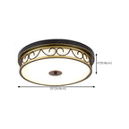 Classic Black Metal Drum Glass Flush Mount Ceiling Light
