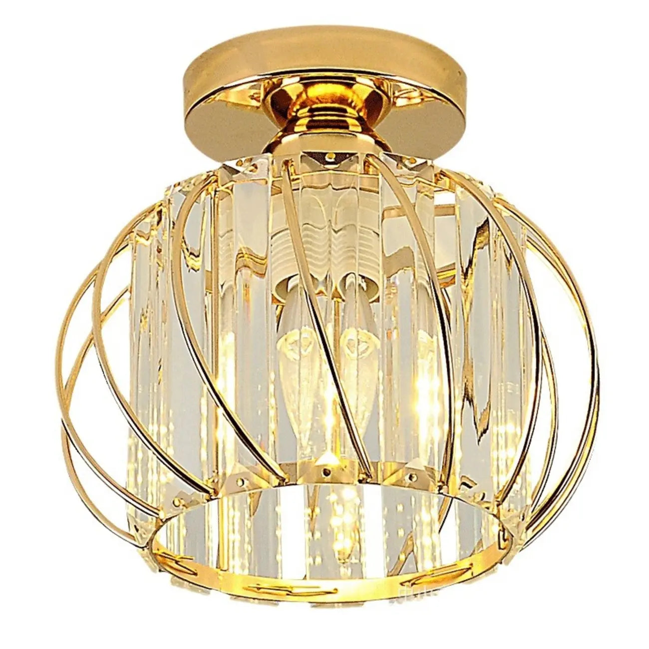 Elegant Crystal Semi Flush Ceiling Light for Living Room Use