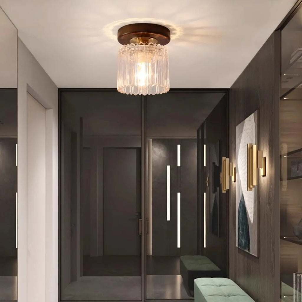 5 to 9 Inch Indoor Semi Flush Ceiling Light with Glass Shade