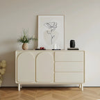 Durable Off-White Wooden Combo Dresser with Shelves