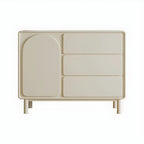 Durable Off-White Wooden Combo Dresser with Shelves