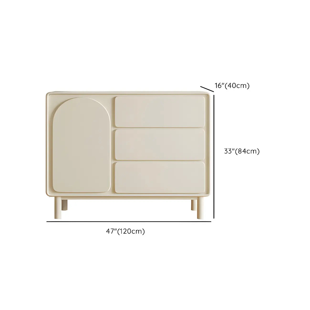 Durable Off-White Wooden Combo Dresser with Shelves