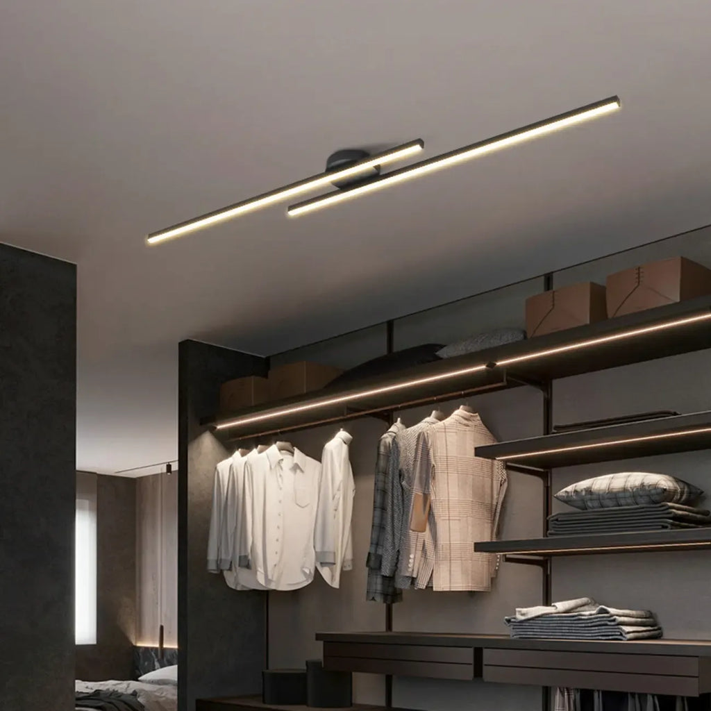 2-Light Linear LED Semi Flush Ceiling Light for Living Room