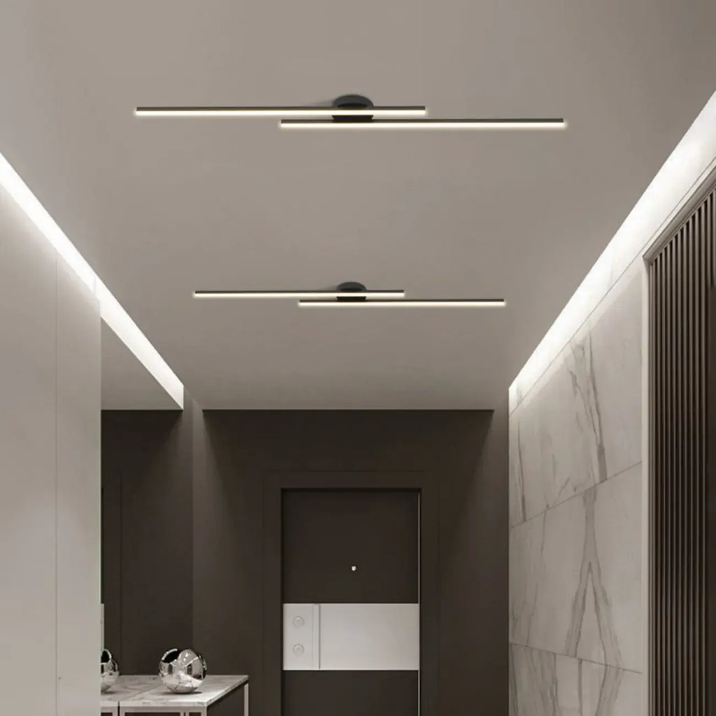 2-Light Linear LED Semi Flush Ceiling Light for Living Room