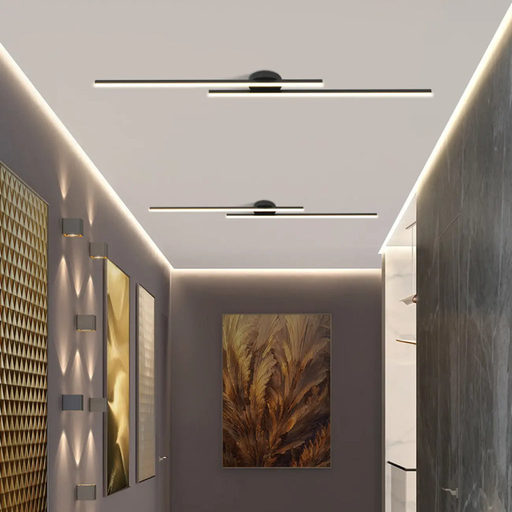2-Light Linear LED Semi Flush Ceiling Light for Living Room