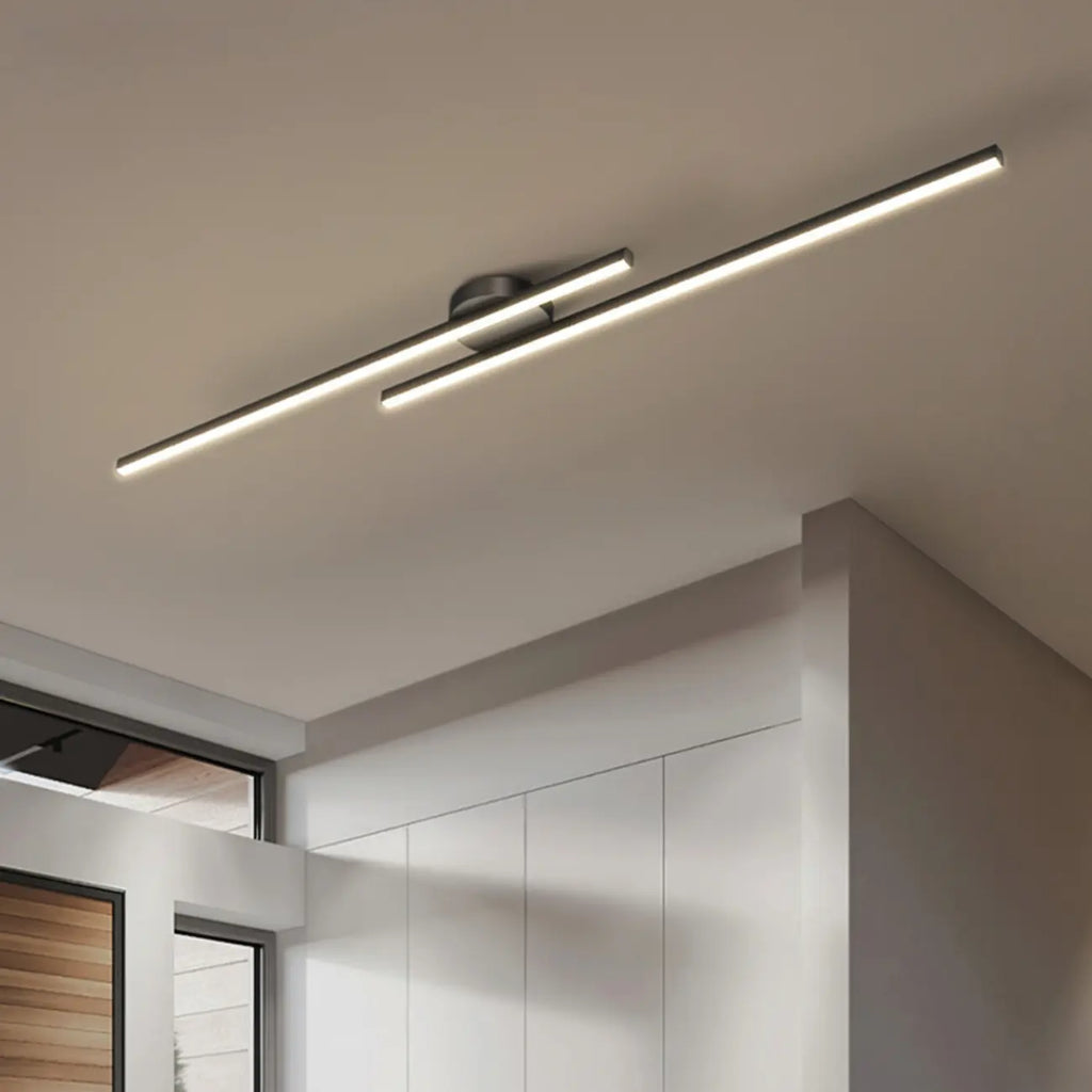 2-Light Linear LED Semi Flush Ceiling Light for Living Room